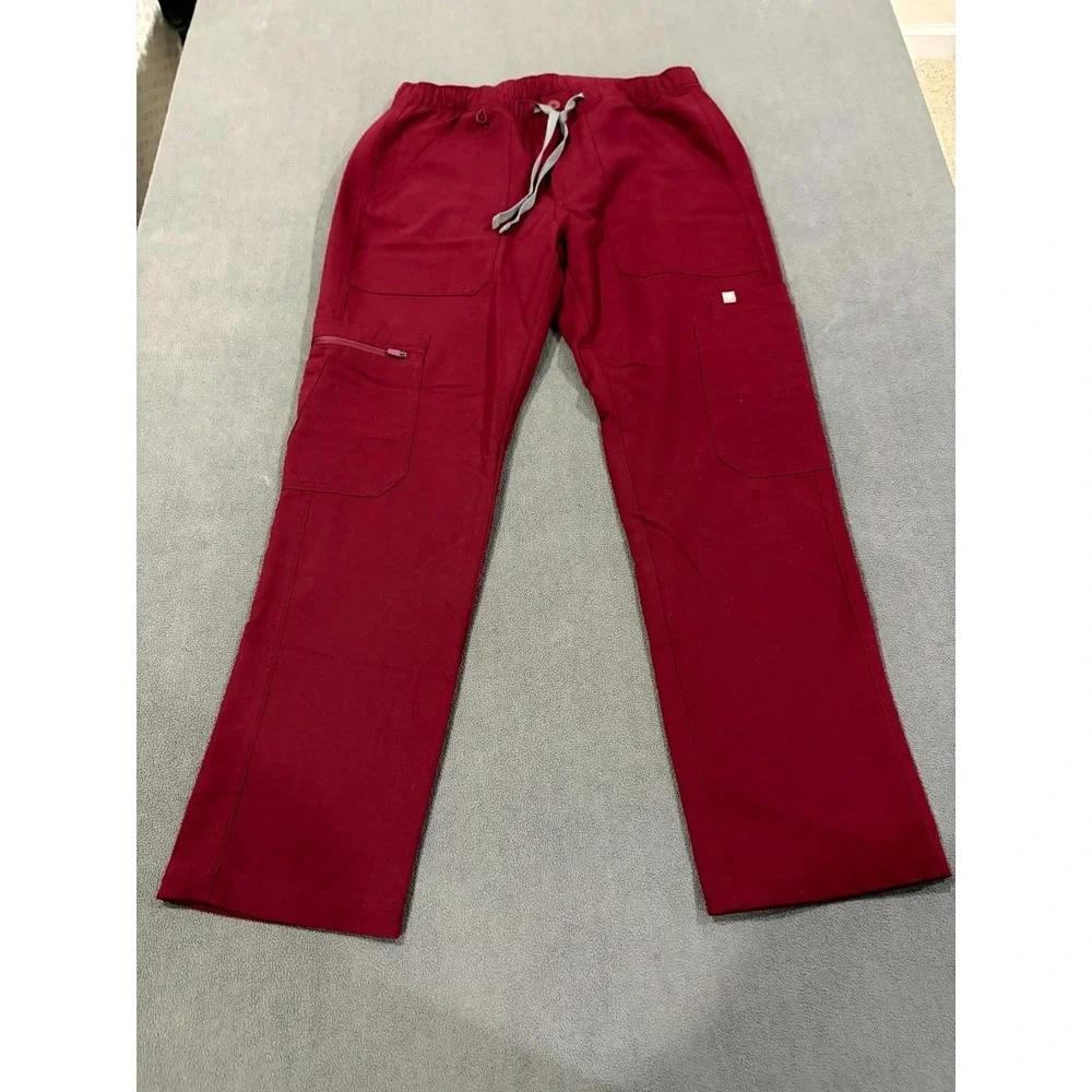 FIGS Technical Collection Cargo Scrub Pants Mens XS/S Red Drawstring Stretch